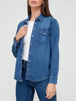 Image of Levis Essential Western Denim Shirt - Blue Size XS, Women