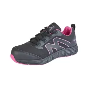 Image of Grafters Womens/Ladies Safety Trainers (8 UK) (Black/Hot Pink)