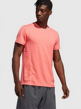 Image of Adidas Aero 3 Stripe T-Shirt - Red