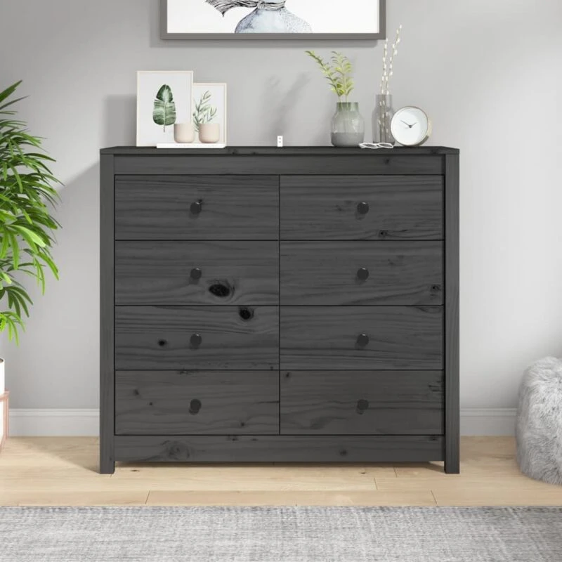 Image of Vidaxl Side Cabinet Grey 100X40X90 Cm Solid Wood Pine, Grey 821771