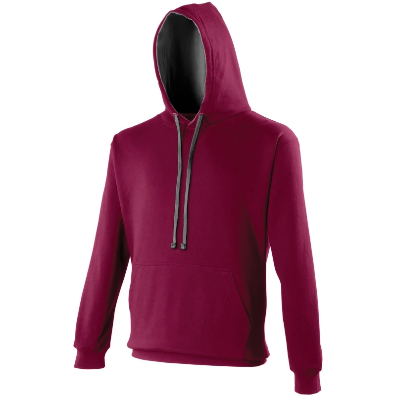 Image of AWDis AWDis Men Varsity Hooded Sweatshirt Hoodie in Burgundy Size: X-Small Burgundy XS Male 5054171853366