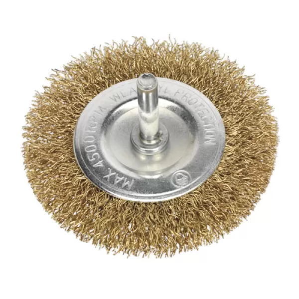 Image of Genuine SEALEY SFB75 Flat Wire Brush Ø75mm with 6mm Shaft