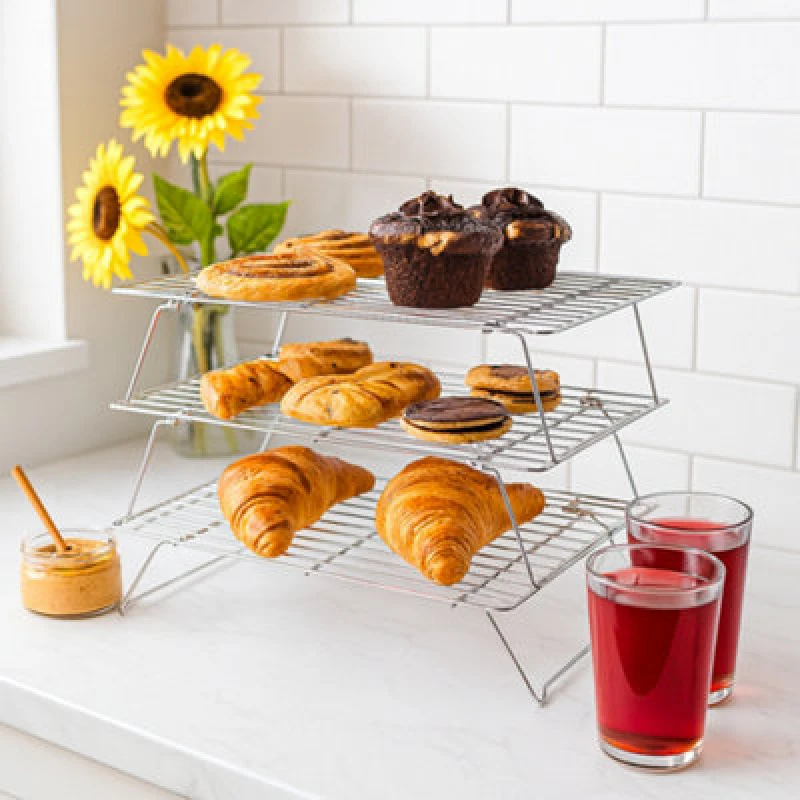 Image of Innoteck Essentials 3-Tier Stackable, Foldable Cake Cooling Rack