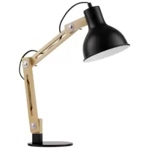 Image of Netlighting Merano Lancaster Desk Task Lamp Matt Black Metal, Wood LED E27 Switc