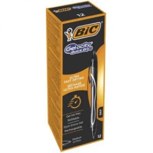 Image of BIC Gel-ocity Quick Dry Ink Medium Rollerball Pen - Black (12 Pack)