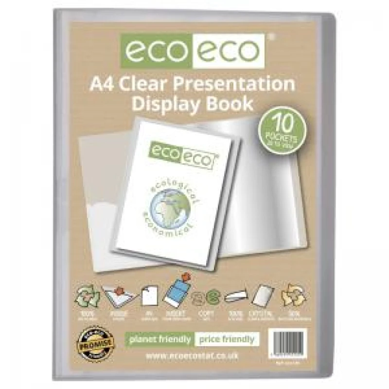 Image of Eco Eco 50% Recycled Presentation Display Book 10 Pockets A4 Clear eco125-S
