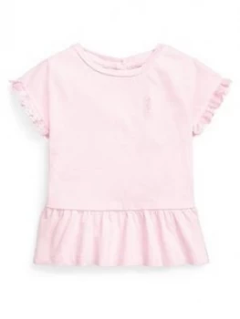 Image of Ralph Lauren Baby Girls Peplum Hem T-Shirt - Pink, Size 18 Months