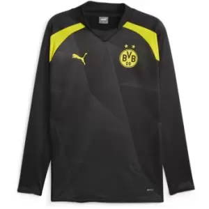 Image of Puma Borussia Dortmund Pre Match Long Sleeve Sweater 2023 2024 Adults - Yellow