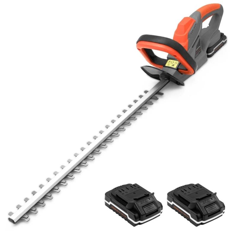 Image of Terratek 20V Cordless Hedge Trimmer Lightweight Cutter, Includes 2 Batteries & 1 Charger in Orange Orange Unisex