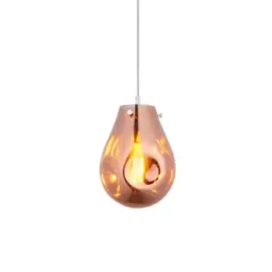 Image of Perugia Single Pendant Ceiling Lamp, Copper Metallic Glass, Chrome Plate