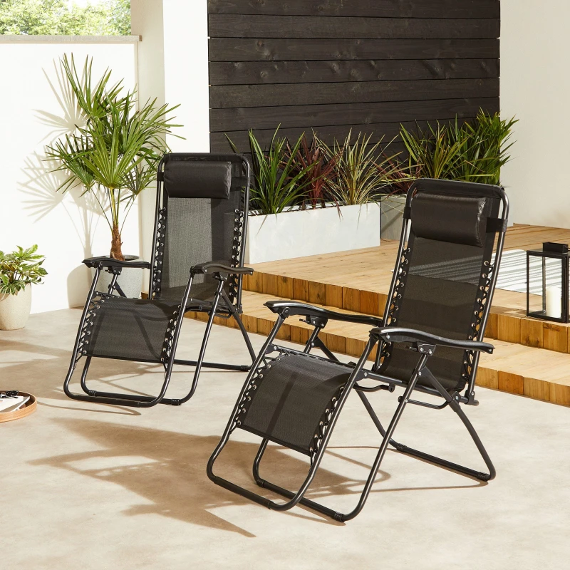 Image of Linea Studio Pair of Royale Loungers with Pillow Black unisex One Size