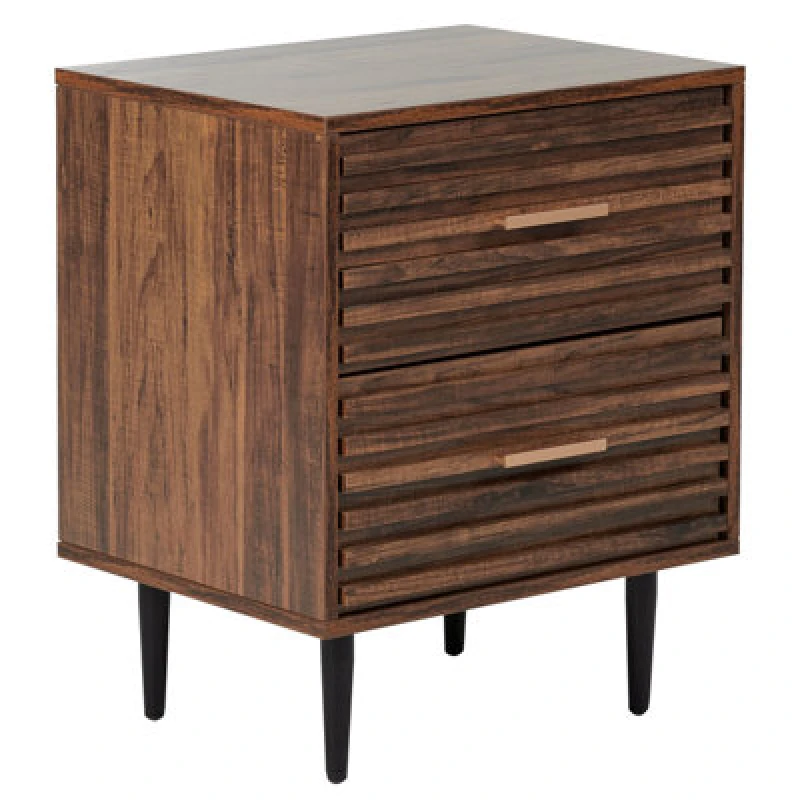 Image of Beliani 2 Drawer Bedside Table Keith Dark Brown