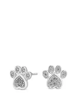 Image of Simply Silver Sterling Silver 925 With Cubic Zirconia Paw Print Stud Earrings