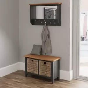 Image of Grasmere Two Tone Oak & Grey Coat Rack With Mirror