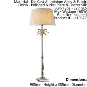 Image of Table Lamp Polished Nickel Plate & Oyster Silk 60W E27 Base & Shade e10377