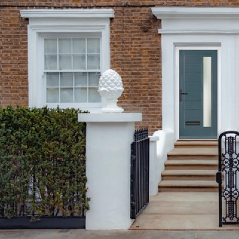 Image of Lacerta Composite Door Monza 7015 Grey 890mm X 2090mm Open In Right Hand Obs Glass 10 Year Guarantee - Free Delivery & Smart Lock