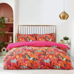 Image of Vivid Andalucian Reversible Duvet Cover and Pillowcase Set Orange