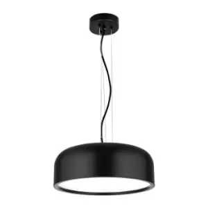 Image of Independence 2 Light Dome Pendant Ceiling Light Metal, Matt Black Outside LED E27 - Merano