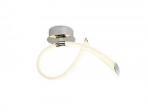 Image of Semi Flush Ceiling Small Loop, 18W LED, 3000K, 1350lm, Polished Chrome, Frosted Acrylic