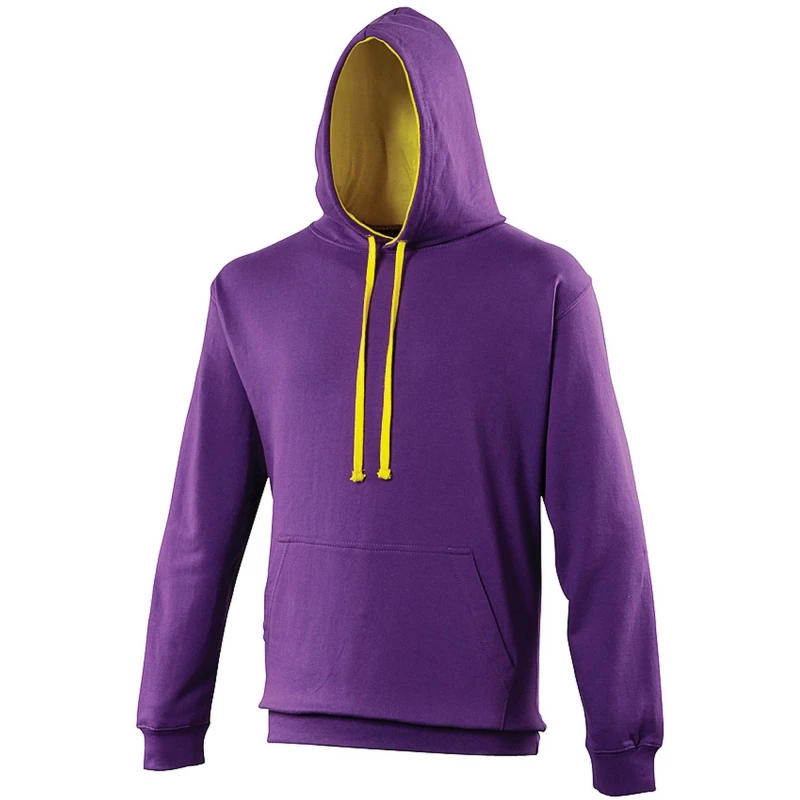 Image of AWDis AWDis Men Varsity Hooded Sweatshirt Hoodie in Purple Size: X-Small Purple XS Male 5054171853687