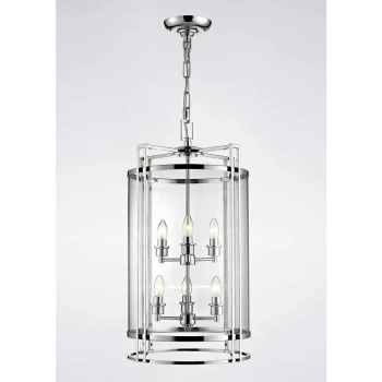 Image of Eaton pendant lamp 6 bulbs chrome polished / glass