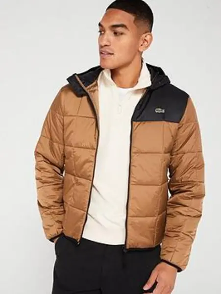 Image of Lacoste Colour Block Padded Jacket - Size S