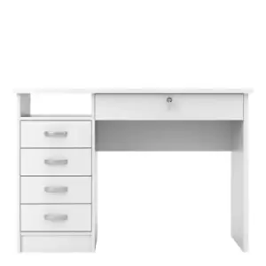 Image of Function Plus Desk with 5 Drawers, white