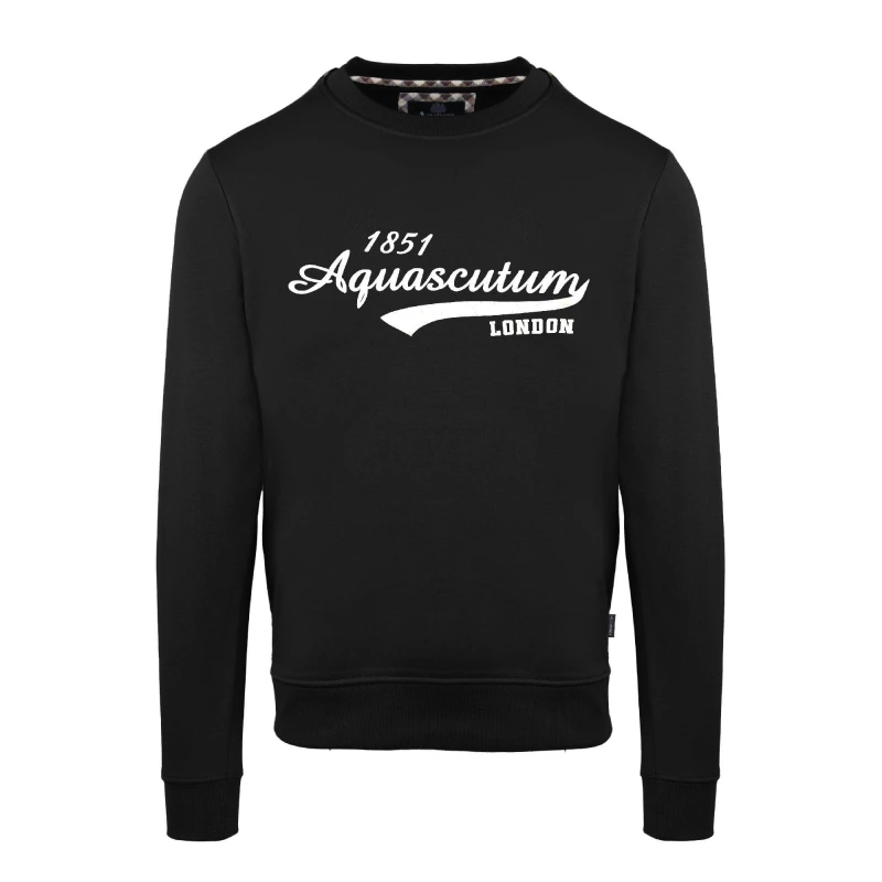Image of Aquascutum Mens Roundnk Sweat Crew Sweatshirt Crew Sweaters Small Black 52347203350