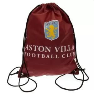 Image of Aston Villa FC Colour React Drawstring Bag (One Size) (Claret Red/White/Blue)