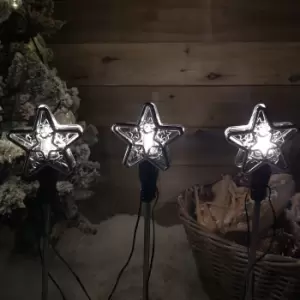 Image of Set of 3 Christmas Star Flashing Warm White LED Connectable Pathfinder Lights