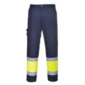 Image of Portwest Hi Vis Two Tone Combat Trousers Yellow / Navy Extra Large 32"