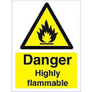 Image of Warning Sign Highly Flammable Plastic 40 x 30 cm