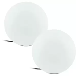 Image of 2 PACK IP65 Outdoor Garden Ball Light White Plastic 1x 40W E27 300mm Globe