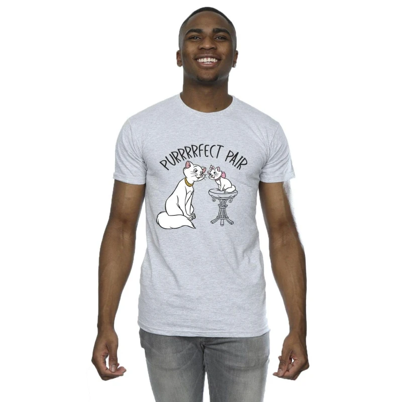 Image of Disney Men The Aristocats Purrfect Pair T-Shirt in Grey Size: Small Grey S Male 5063153558298