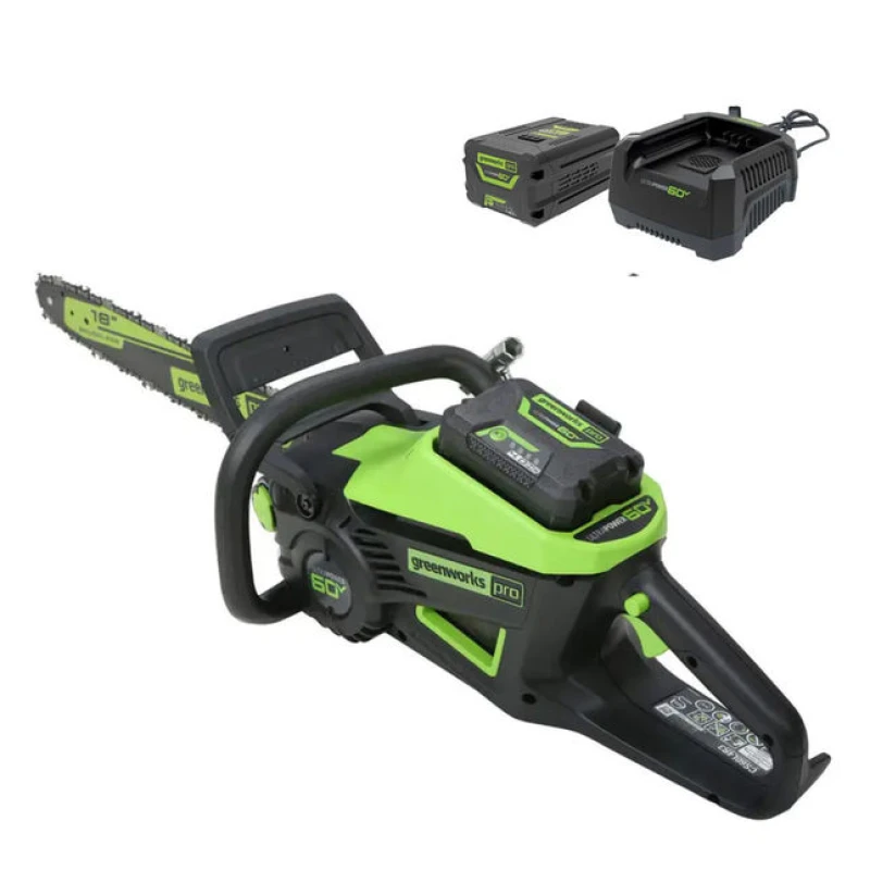 Image of Greenworks GD60CS 60v Cordless Brushless Chainsaw 400mm GD60CS40K4 Batteries: 1 x 4ah Li-ion