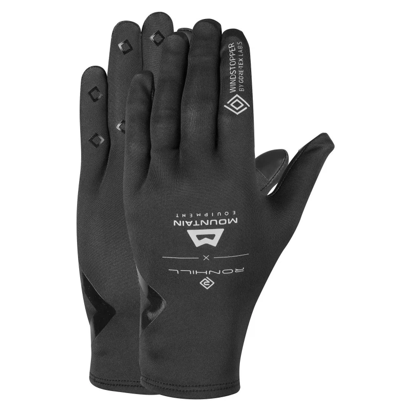 Image of Ronhill Mens Gore-Tex Windproof Logo Gloves in Black Size: Small Black Male S