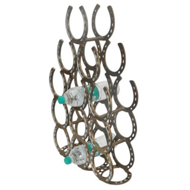 Image of Minster Horseshoe 12 Bottle Wine Rack - Antique Brass - L14 X W40 X H65 Cm