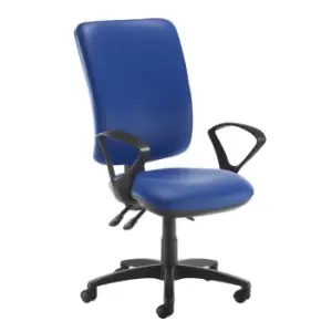 Image of Dams MTO Senza Extra High Back Operator Chair with Fixed Arms - Nero Black Vinyl