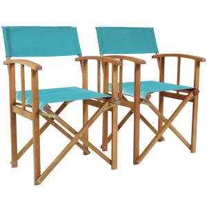 Image of Charles Bentley Pair of Hardwood Directors Chairs - Teal