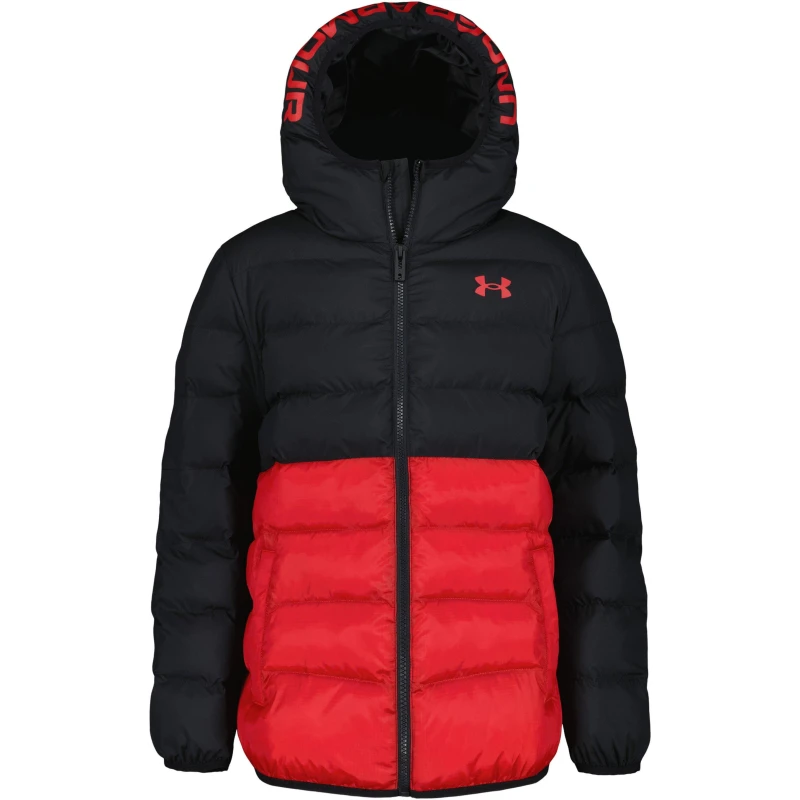 Image of Under Armour Kids Pronto Hooded Long Sleeve Puffer Jacket Black/Red unisex 10-11YRS