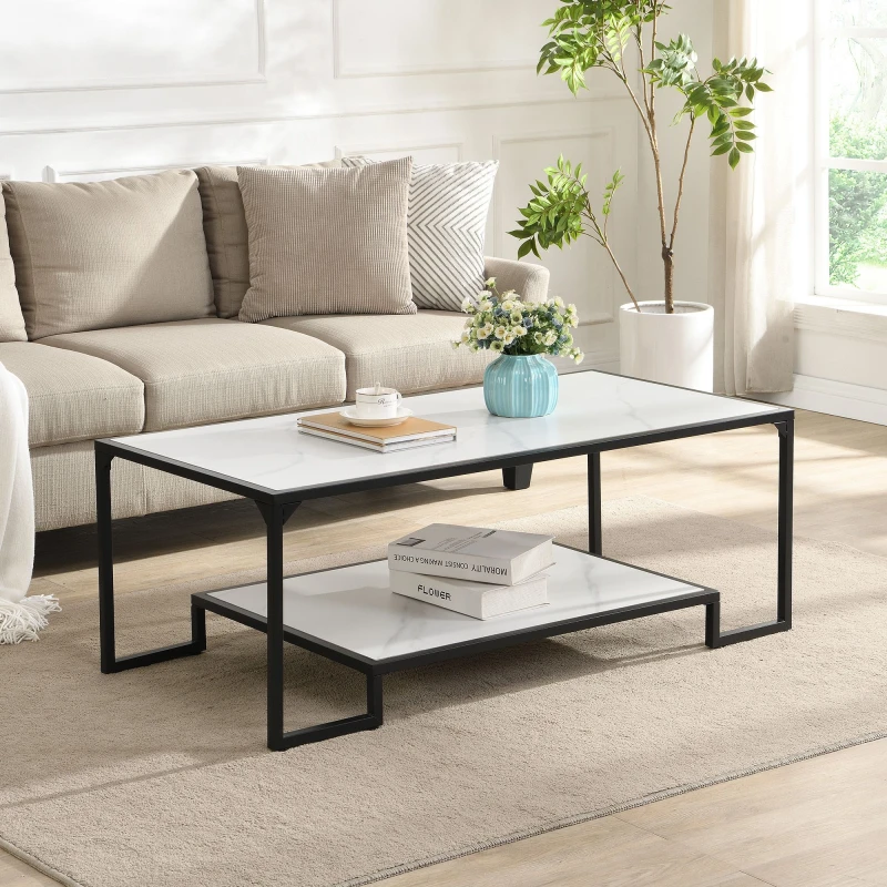 Image of Aether Rectangular Coffee Table With Shelf
