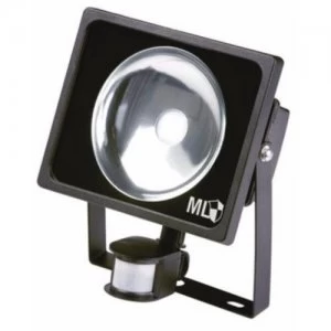 Image of KnightsBridge Black LED Energy Saving Die-Cast Aluminium Floodlight With PIR Indoor Outdoor Lighting - 30 Watt