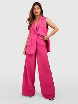 Image of Boohoo Wide Leg Tailored Trousers - Hot Pink, Size 10, Women