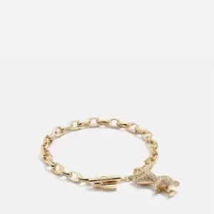 Image of Coach Womens C Chain Pave Rexy Bracelet - Gold/Crystal