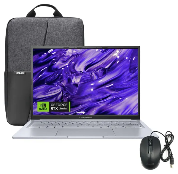 Image of ASUS Vivobook 14X 14" i5 16GB 512GB Laptop Bundle - Silver