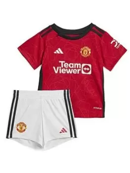 Image of Adidas Manchester United Infant 23/24 Home Full Kit, Red, Size 12-18 Months