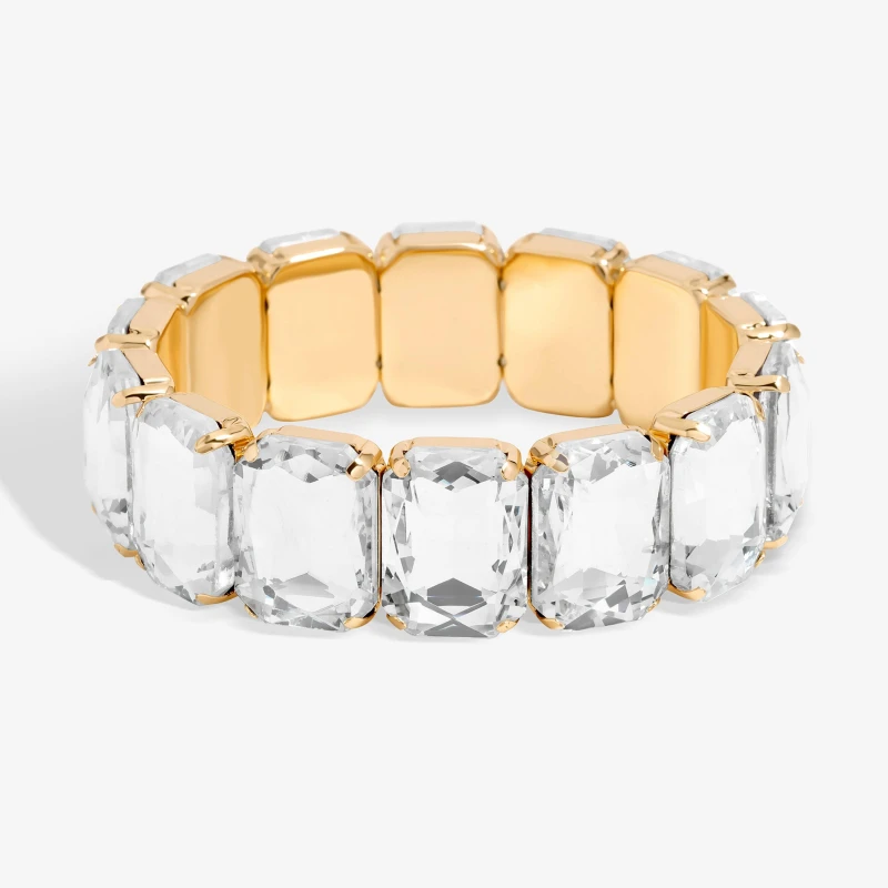 Image of Mood Mood Gold Crystal Stone Stretch Bracelet Gold female