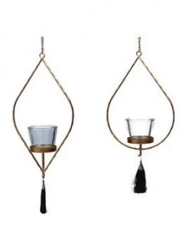 Image of Gisela Graham Gold Ogee Hanging Tealight Holders ; Set Of 2