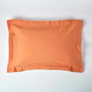 Image of Burnt Orange Linen Oxford Pillowcase, King - Orange - Homescapes