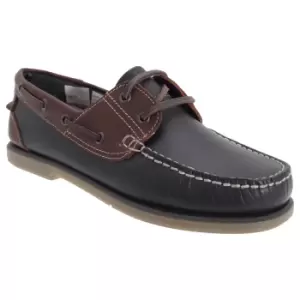 Image of Dek Mens Moccasin Boat Shoes (7 UK) (Navy Blue/BrownA Leather)